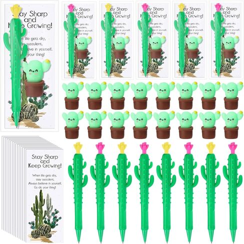 30 Sets Cactus Party Favor Cactus Mechanical Pencils Stress Balls Squeeze with Positive Cards Mexican Party Favor Bulk Student Gifts from Teacher Mexican Gifts for Adults Coworker Employee in Saudi Arabia