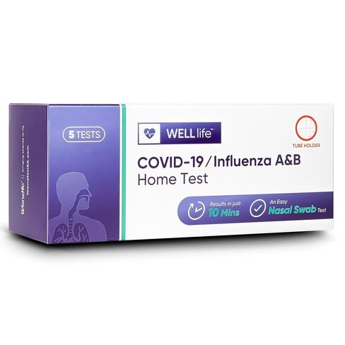 WELLlife COVID-19/Influenza A&B Home Test, Self Test for Flu A/B and COVID-19, Results in 10 Minutes with Non-invasive Nasal Swab, FDA EUA Authorized -[2 Tests] in Kuwait