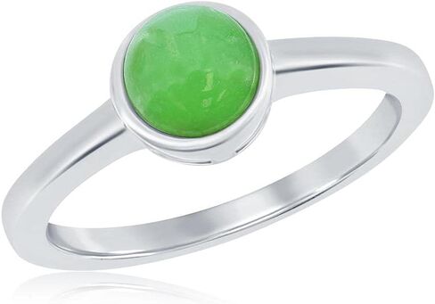 Beaux Bijoux 5mm/6mm Round/8mm Cushion Natural Jade Stone Solitaire Ring Silver/14K Gold Plated Sterling Silver Jewelry for Women in Saudi Arabia