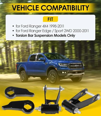 طقم رفع تسوية أمامي 2 بوصة خلفي قابل للتعديل لـ 1998-2011 Ranger 4X4 & 2WD | مفاتيح تسوية شريط الالتواء وأغلال الرفع | للإطارات الأكبر حجمًا in Saudi Arabia