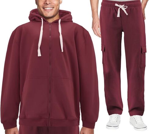 بدلة رياضية للرجال مصنوعة من الصوف بسحاب للجيم والركض مكونة من قطعتين in Kuwait