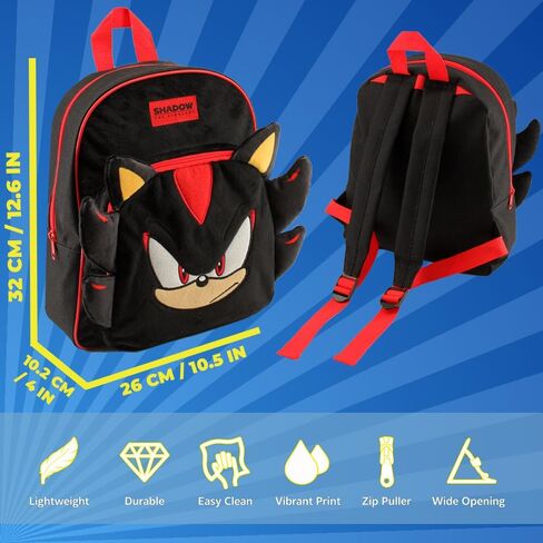 حقيبة ظهر Sonic The Hedgehog Shadow للأولاد والبنات والأطفال من القطيفة باللون الأسود حقيبة مدرسية وهدايا وحقيبة ظهر للسفر in Saudi Arabia
