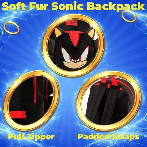 حقيبة ظهر Sonic The Hedgehog Shadow للأولاد والبنات والأطفال من القطيفة باللون الأسود حقيبة مدرسية وهدايا وحقيبة ظهر للسفر in Saudi Arabia