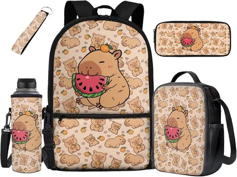 Axolotl Backpack with Lunch Box Kids Girls 6-8/5-7 Elementary School Bookbags for 3rd Grade Preppy Student Back Pack Lunch Bag Pencil Case Watter Bottle Holder Keychain Book Bags 5PCS Set in Kuwait