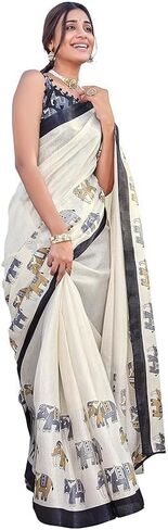Art Silk Women Saree Kanjivaram Saree with Blouse Material |saree for Women | Saree | New Sari | Latest Saree in Saudi Arabia