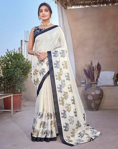 Art Silk Women Saree Kanjivaram Saree with Blouse Material |saree for Women | Saree | New Sari | Latest Saree in Saudi Arabia