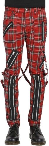 Tripp Mens Punk Bondage Pants [Red Plaid] in Kuwait