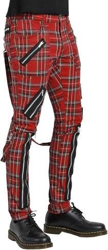 Tripp Mens Punk Bondage Pants [Red Plaid] in Kuwait