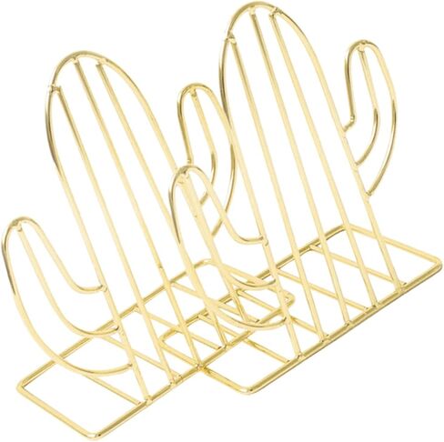 1pair Cactus-Shaped Metal Bookends for Home Office Creative Book Organizer Unique Design Decorative Book Stoppers for Shelves and Desks in Saudi Arabia