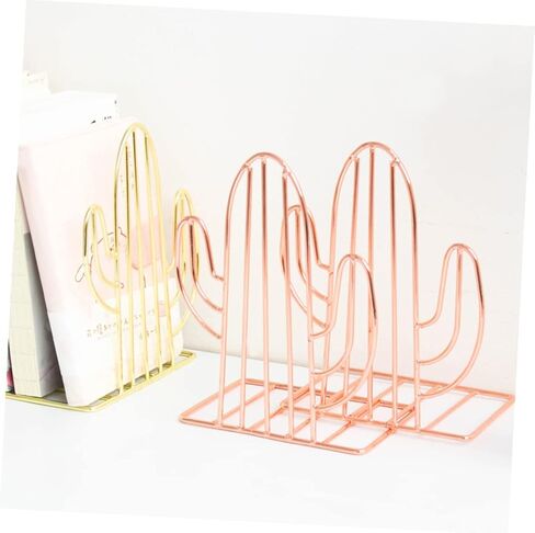 1pair Cactus-Shaped Metal Bookends for Home Office Creative Book Organizer Unique Design Decorative Book Stoppers for Shelves and Desks in Saudi Arabia
