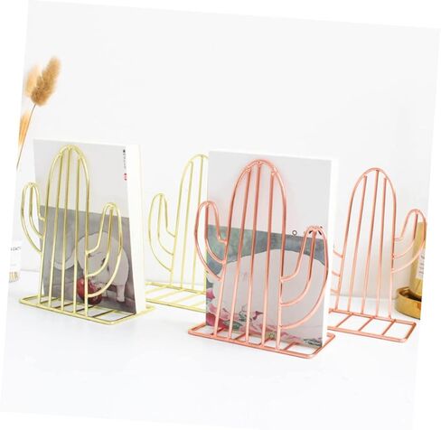 1pair Cactus-Shaped Metal Bookends for Home Office Creative Book Organizer Unique Design Decorative Book Stoppers for Shelves and Desks in Saudi Arabia