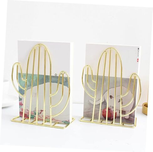1pair Cactus-Shaped Metal Bookends for Home Office Creative Book Organizer Unique Design Decorative Book Stoppers for Shelves and Desks in Saudi Arabia