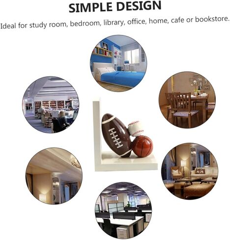 Cabilock 1pair Cartoon Rugby Pattern Fun Home Decor for Bookshelves Offices and Libraries Stylish Book Holders to Keep Your Desk Organized in Saudi Arabia