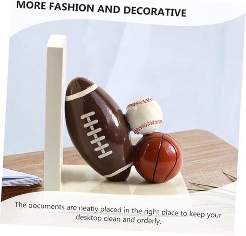 Cabilock 1pair Cartoon Rugby Pattern Fun Home Decor for Bookshelves Offices and Libraries Stylish Book Holders to Keep Your Desk Organized in Saudi Arabia