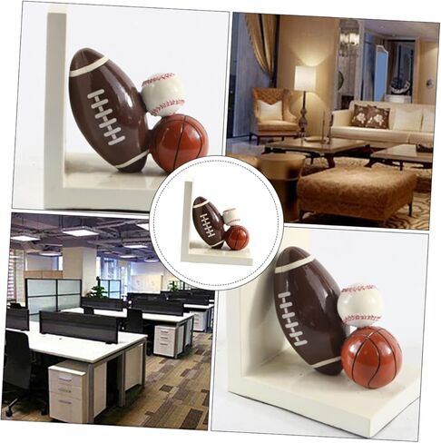 Cabilock 1pair Cartoon Rugby Pattern Fun Home Decor for Bookshelves Offices and Libraries Stylish Book Holders to Keep Your Desk Organized in Saudi Arabia