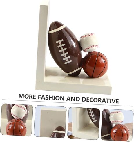 Cabilock 1pair Cartoon Rugby Pattern Fun Home Decor for Bookshelves Offices and Libraries Stylish Book Holders to Keep Your Desk Organized in Saudi Arabia