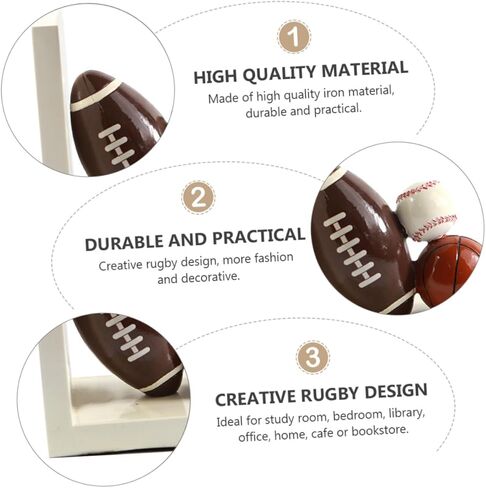 Cabilock 1pair Cartoon Rugby Pattern Fun Home Decor for Bookshelves Offices and Libraries Stylish Book Holders to Keep Your Desk Organized in Saudi Arabia