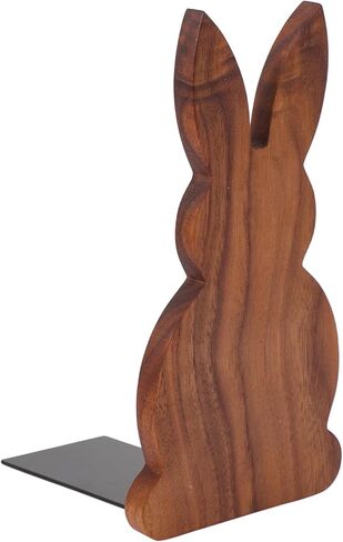 PRETYZOOM Wooden Rabbit Bookends Non-Slip Animal Book Supports for Home Office Desktop Walnut Decorative Shelf Organizer for Books and Decor in Saudi Arabia