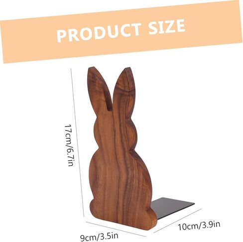 PRETYZOOM Wooden Rabbit Bookends Non-Slip Animal Book Supports for Home Office Desktop Walnut Decorative Shelf Organizer for Books and Decor in Saudi Arabia
