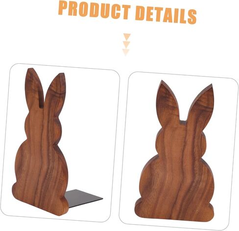 PRETYZOOM Wooden Rabbit Bookends Non-Slip Animal Book Supports for Home Office Desktop Walnut Decorative Shelf Organizer for Books and Decor in Saudi Arabia