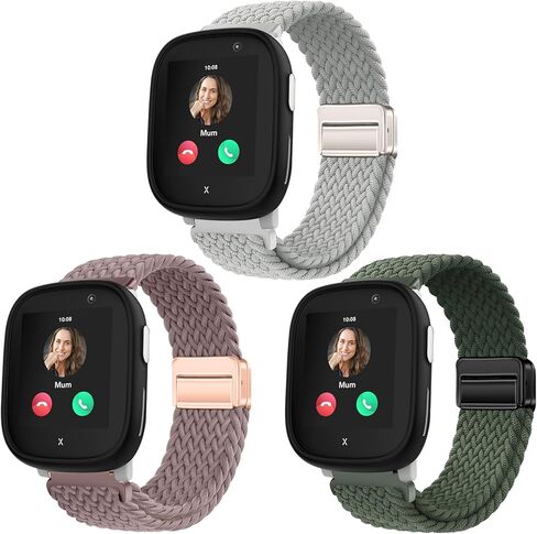 3 Pack Braided Straps Compatible with XPLORA X6/X6 Pro/Anio 6, 10ATM Water Resistant Woven Band for Cosmo JrTrack 5/4/3/2 SE/2/1,Gizmo Watch 3/2/1,Gabb 3/2/1, Ultra-Light Fabric, Multicolor in Kuwait