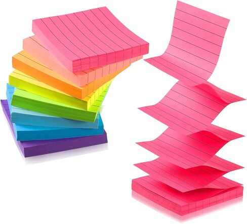 Zonon 8 Pads Pop-up Notes 3 x 3 Lined Sticky Notes Self Stick 800 Sheets Refills Bright Pop up Sticky Note Pads Paper Office Supplies Easy to Post and Clean Removal in Saudi Arabia