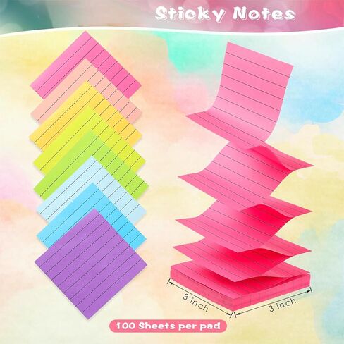Zonon 8 Pads Pop-up Notes 3 x 3 Lined Sticky Notes Self Stick 800 Sheets Refills Bright Pop up Sticky Note Pads Paper Office Supplies Easy to Post and Clean Removal in Saudi Arabia