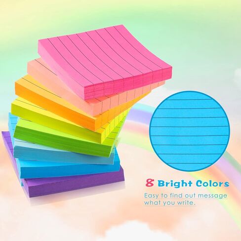 Zonon 8 Pads Pop-up Notes 3 x 3 Lined Sticky Notes Self Stick 800 Sheets Refills Bright Pop up Sticky Note Pads Paper Office Supplies Easy to Post and Clean Removal in Saudi Arabia