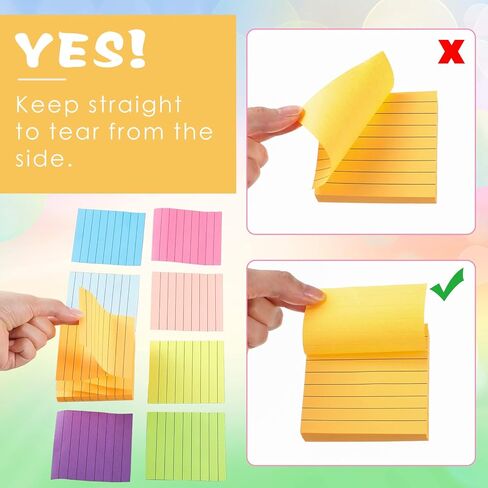 Zonon 8 Pads Pop-up Notes 3 x 3 Lined Sticky Notes Self Stick 800 Sheets Refills Bright Pop up Sticky Note Pads Paper Office Supplies Easy to Post and Clean Removal in Saudi Arabia