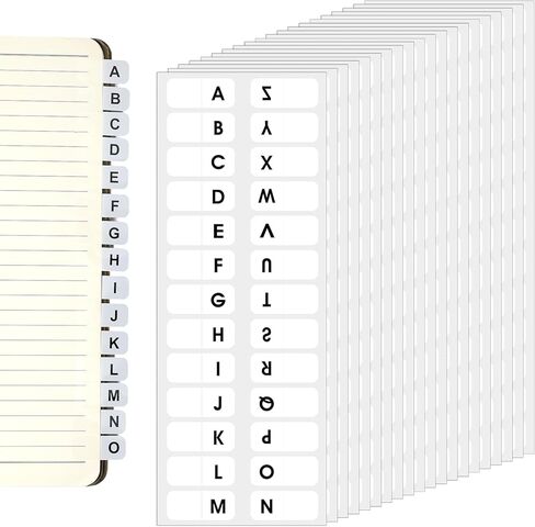 20Sheets Sticky Tabs for Notebooks, A-Z Sticky Alphabet Tabs, Transparent Index Tab, Self-Adhesive Alphabetical Permanent Alphabetical Tab for Textbooks, Dictionaries, Notebooks in Saudi Arabia