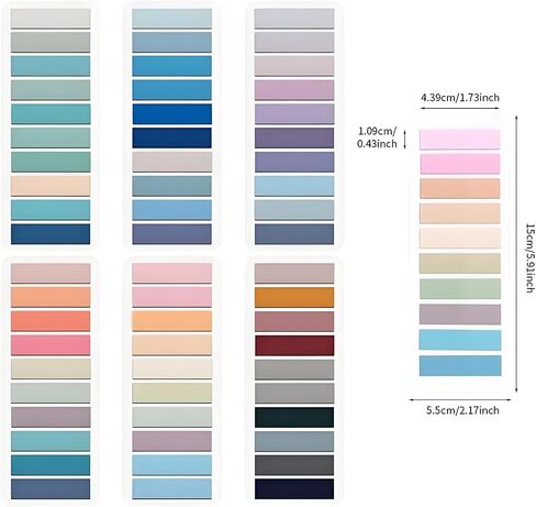 1200pcs Books Tabs for Annotating,Sticky Tabs Clear Sticky Notes, Page Markers for Notebooks, Multi-Colored Writable and Repositionable Book Flags Strip in Saudi Arabia
