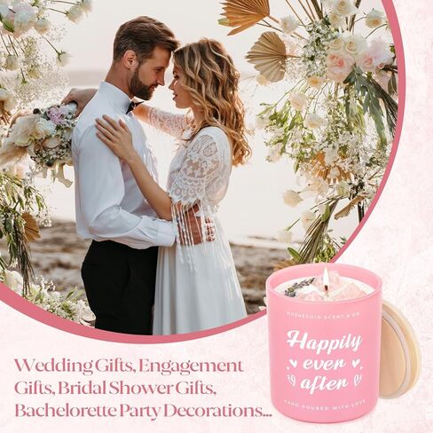 Bridal Shower Gifts, Engagement/Wedding Gifts, Happily Ever Candle with Crystals, Bride Gift, Bachelorette Gift/Party Decorations, 10oz Lavender Scented Soy Wax Wedding Candle in Saudi Arabia