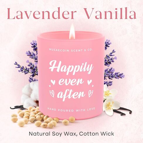 Bridal Shower Gifts, Engagement/Wedding Gifts, Happily Ever Candle with Crystals, Bride Gift, Bachelorette Gift/Party Decorations, 10oz Lavender Scented Soy Wax Wedding Candle in Saudi Arabia