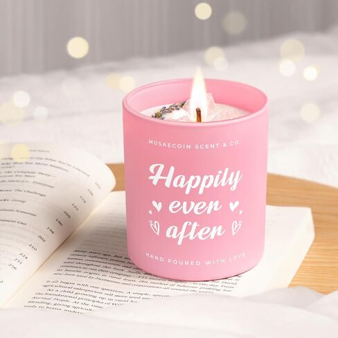 Bridal Shower Gifts, Engagement/Wedding Gifts, Happily Ever Candle with Crystals, Bride Gift, Bachelorette Gift/Party Decorations, 10oz Lavender Scented Soy Wax Wedding Candle in Saudi Arabia