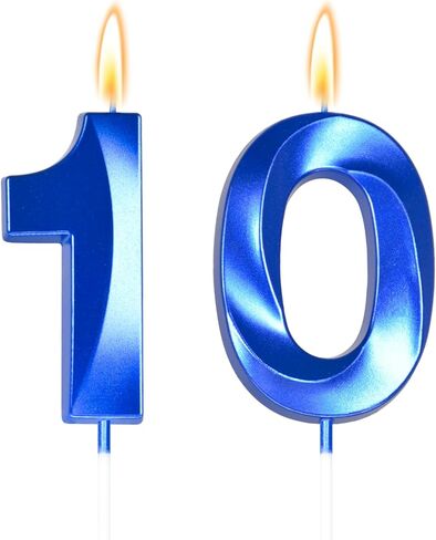 Big 2.76 inch Blue 10 Birthday Candle 10th Birthday Decorations for Boys, 10th Birthday Candles for Bruh Im 10 Birthday Decorations,Number 10 Candles in Kuwait