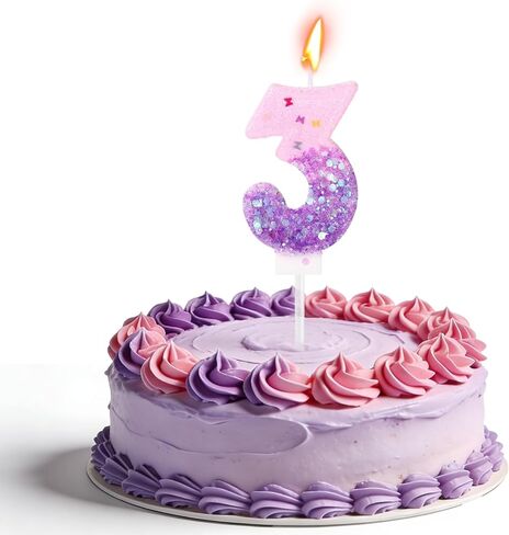 عيد ميلاد عدد شمعة كعكة توبر، الوردي والأرجواني شمعة عيد ميلاد مضحك الموسيقى موضوع كعكة لوازم الديكور مناسبة للفتيات الفتيان المراهقين البالغين (رقم 6) in Saudi Arabia