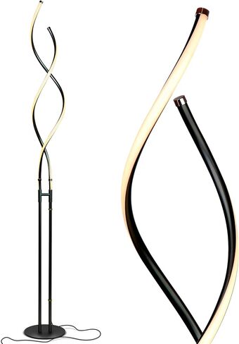Brightech Embrace Dimmable LED Floor Lamp – Modern Spiral Adjustable Standing Lamp for Living Rooms & Offices – 2-in-1 Tall End Table Lamp for Bedroom Reading - Silver in Kuwait