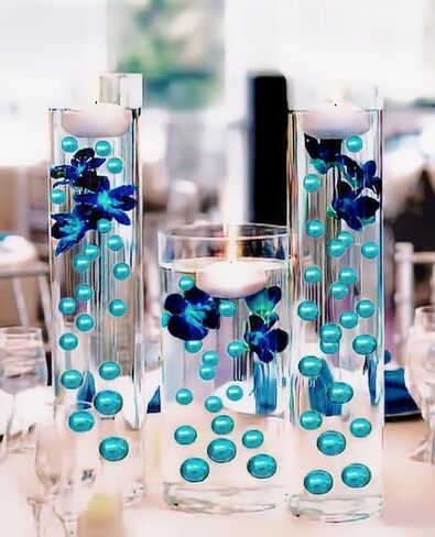 100 لؤلؤة زرقاء فيروزية عائمة مع أحجار كريمة متلألئة متطابقة - أحجام كبيرة - تملأ 2 جالون من المواد الهلامية الشفافة للحصول على تأثير عائم - مع أكياس تحضير المواد الهلامية العائمة المقاسة للحصول على أفضل النتائج! in Kuwait