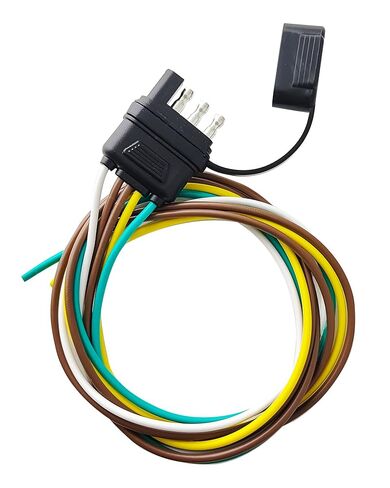 4 دبوس 5 سلك مقطورة الأسلاك تسخير 25 بوصة، 14AWG النحاس النقي مقطورة ضوء المكونات مع غطاء الغبار، تصميم Y-سبليت 4 دبوس موصل مقطورة مسطحة للمرافق إعادة توصيل المصابيح الخلفية على كلا الجانبين in Kuwait