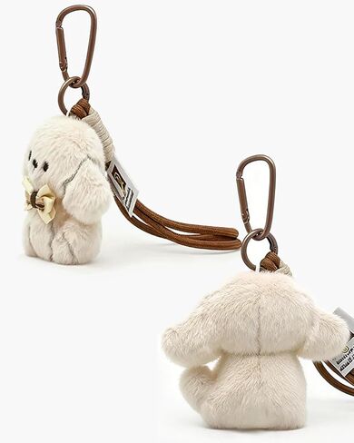 Plush Bichon Frise Keychain with Wristlet Cute Puppy Bag Charm Dog Gifts for Dog Lovers Key Chain & Bags Accessories Stuffed Animal Bag Charm Gift for Mom Girls Women Sister Daughter in Saudi Arabia