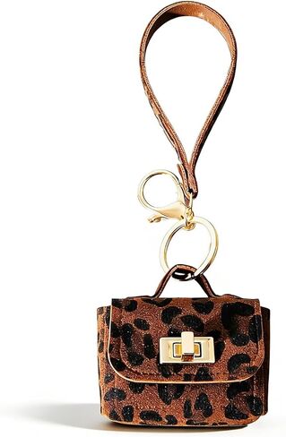 leopard print keychain for Women，fashion Leopard Print Small Bag Shape Key Chain Rings Charms Bagchain Keyring in Saudi Arabia