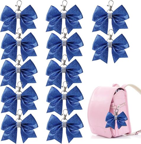 12 قطعة بريق لامع القوس المفاتيح لفتاة Bowknot المرأة حقيبة الظهر حقيبة يهتف فريق التشجيع الرياضة هدية in Kuwait