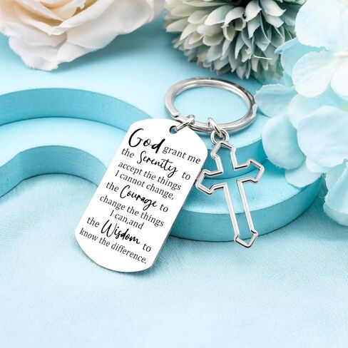 Serenity Prayer Gifts Inspirational Gifts Positive Saying Quotes Signs Inspirational Keychain Mental Health Gift for Mom Women Friends Bible Verse Religious Christian Keychain in Saudi Arabia