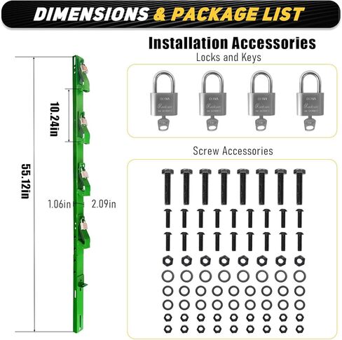 4 أماكن لآكل الأعشاب تناسب شاحنة مقطورة المناظر الطبيعية ومقطورات المرافق المفتوحة وقابلة للقفل وحامل حامل حامل مع 4 قفل فولاذي أخضر in Kuwait