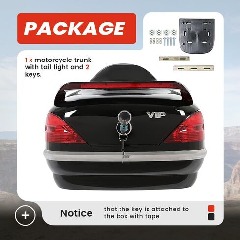 Motorcycle Luggage Trunk W/Tail Light Compatible with Harley Davidson Honda Yamaha Suzuki, Motorcycle Luggage Trunk Tail Box w/Back Pad in Saudi Arabia