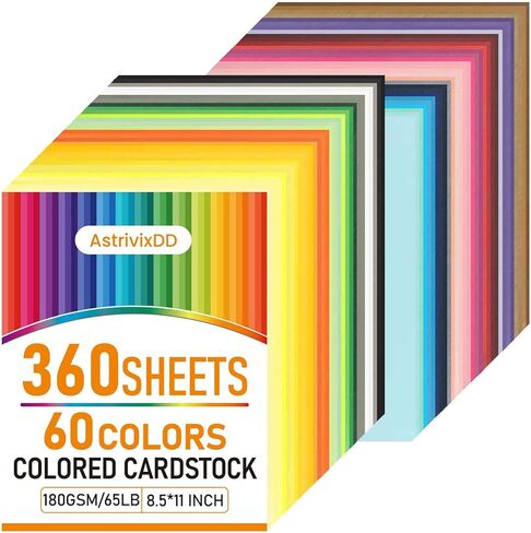 600 Sheets Colored Cardstock 8.5" X 11", 60 Assorted Colors Card Stock (180GSM/65LB), Construction Paper Bulk, Colored Copy Paper for Printing, DIY Craft,Card Making,Party Dec in Kuwait