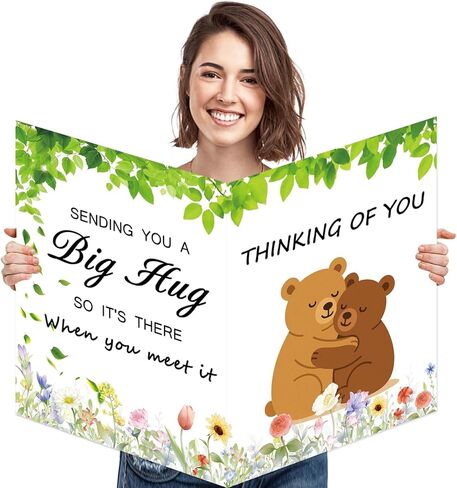 بطاقة تهنئة عملاقة للتفكير فيك ترسل لك بطاقة تهنئة تحفيزية ضخمة مع ظرف كبير للغاية للحصول على بطاقة جيدة هدية تشجيعية ضخمة للأولاد والبنات والرجال والنساء، 35.56 سم × 55.88 سم in Kuwait