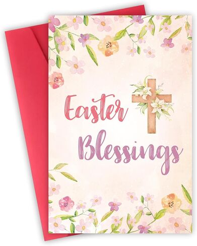 بطاقة عيد الفصح للنساء والرجال، هدية عيد الفصح القلبية لأفضل أصدقاء العائلة، بطاقات التمنيات القلبية مع أزهار الربيع in Kuwait