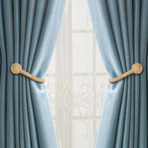 2pcs Curtain Holdbacks Hand-Woven Vintage Style Curtain Holdbacks,Curtain Tiebacks Wall Mounted Curtain Hooks Holders for Drapes in Saudi Arabia
