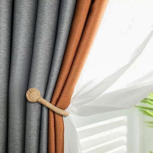 2pcs Curtain Holdbacks Hand-Woven Vintage Style Curtain Holdbacks,Curtain Tiebacks Wall Mounted Curtain Hooks Holders for Drapes in Saudi Arabia